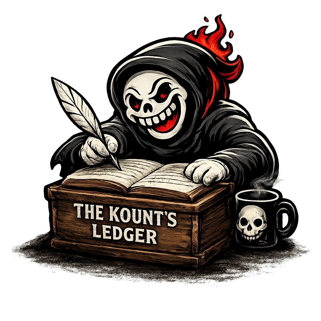 The Kount writing in his ledger